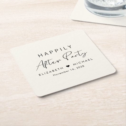 幸いにもパーティークリーム結婚式 スクエアペーパーコースター (アングル)