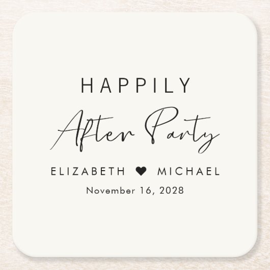 幸いにもパーティークリーム結婚式 スクエアペーパーコースター (正面)