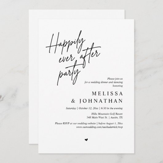 幸いにもパーティーモダンの結婚夕食後 招待状 (正面/裏面)