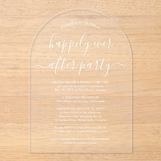 幸いにもパーティー結婚のお祝いアーチ アクリル招待状 (正面)