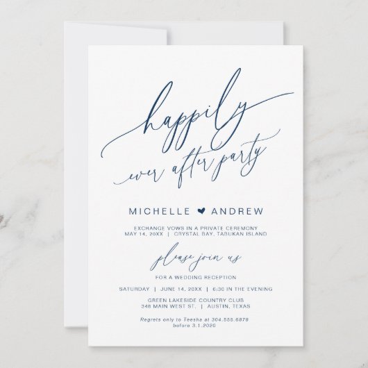 幸いにもパーティー、海軍、結婚その後 招待状 (正面)