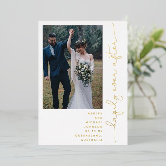 幸いにも後にパーティー披露宴2枚のみ 箔招待状 (立ち正面)