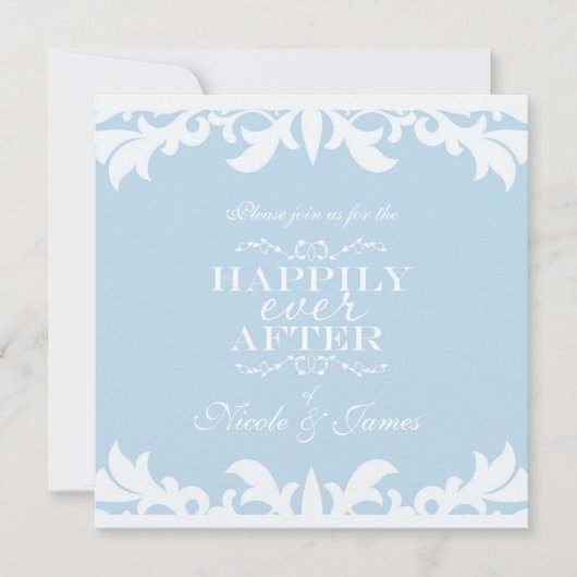 幸いにも永遠にブルーエレガントな結婚式の招待状 招待状 (正面)