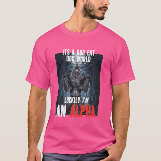 幸いにも私はアルファおもしろいクリンゲ狼人狼だ Tシャツ (正面)