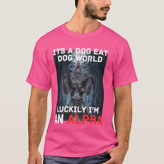 幸いにも私はアルファおもしろいクリンゲ狼人狼だ Tシャツ (正面)