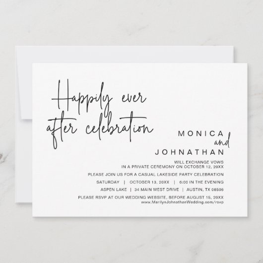 幸いにも、の結婚駆け落ちお祝い 招待状 (正面)