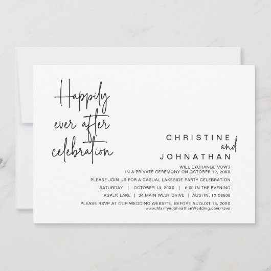 幸いにも、の結婚駆け落ちお祝い 招待状 (正面)