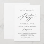 幸いにも、パーティー、ブラック、結婚の駆け落ち 招待状 (正面/裏面)