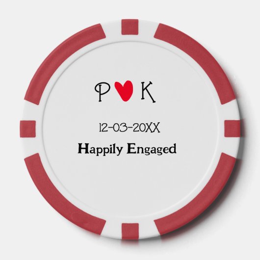 幸い婚約したにカップル名文字の日付の年を追加する ポーカーチップ (正面)