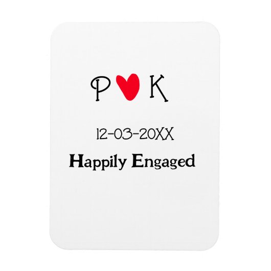 幸い婚約したにカップル名文字の日付の年を追加する マグネット (縦)