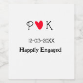 幸い婚約したにカップル名文字の日付の年を追加する ワインラベル (シングルラベル)