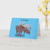 幸おもしろいせなムース漫画イラストレーション カード (黄色い花)