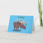 幸おもしろいせなムース漫画イラストレーション カード (正面)