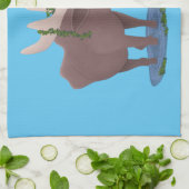 幸おもしろいせなムース漫画イラストレーション キッチンタオル (折り畳み)