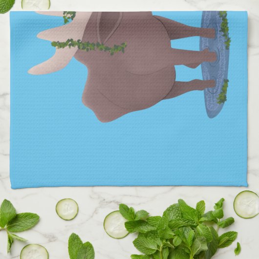 幸おもしろいせなムース漫画イラストレーション キッチンタオル (折り畳み)