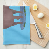 幸おもしろいせなムース漫画イラストレーション キッチンタオル (四つ折り)