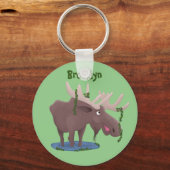 幸おもしろいせなムース漫画イラストレーション キーホルダー (正面)