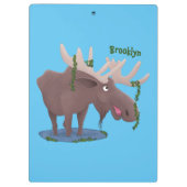 幸おもしろいせなムース漫画イラストレーション クリップボード (裏面)