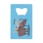 幸おもしろいせなムース漫画イラストレーション クレジットカード栓抜き (正面)