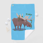 幸おもしろいせなムース漫画イラストレーション ゴルフタオル (インサイチュ)