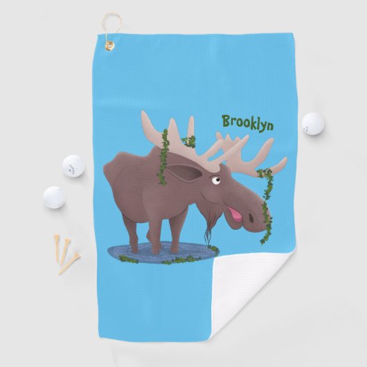 幸おもしろいせなムース漫画イラストレーション ゴルフタオル (インサイチュ)