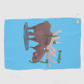 幸おもしろいせなムース漫画イラストレーション ゴルフタオル (横)