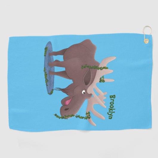 幸おもしろいせなムース漫画イラストレーション ゴルフタオル (横)