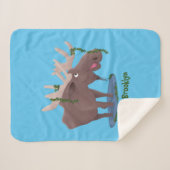 幸おもしろいせなムース漫画イラストレーション シェルパブランケット (正面(横))