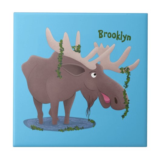 幸おもしろいせなムース漫画イラストレーション タイル (正面)