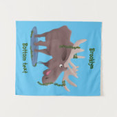 幸おもしろいせなムース漫画イラストレーション タペストリー (正面(横))