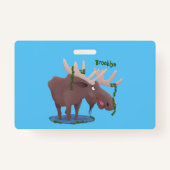 幸おもしろいせなムース漫画イラストレーション バッジ (正面)