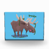 幸おもしろいせなムース漫画イラストレーション フォトブロック (正面)