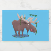 幸おもしろいせなムース漫画イラストレーション フードラベル (シングルラベル)