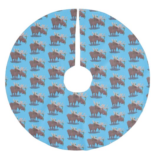 幸おもしろいせなムース漫画イラストレーション ブラッシュドポリエステルツリースカート (正面)