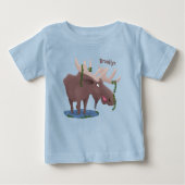 幸おもしろいせなムース漫画イラストレーション ベビーTシャツ (正面)