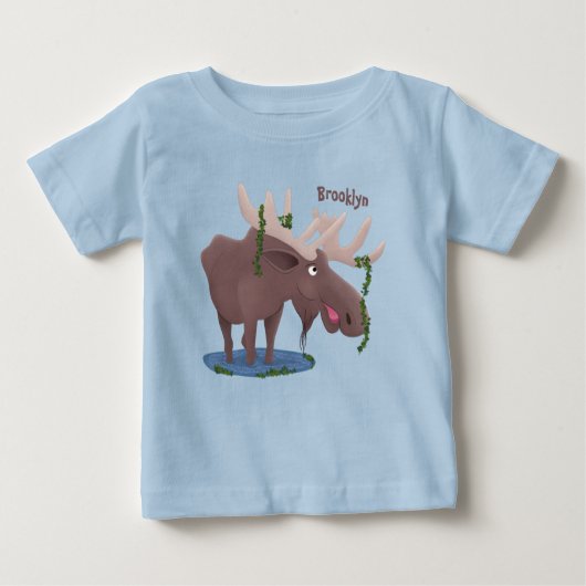 幸おもしろいせなムース漫画イラストレーション ベビーTシャツ (正面)