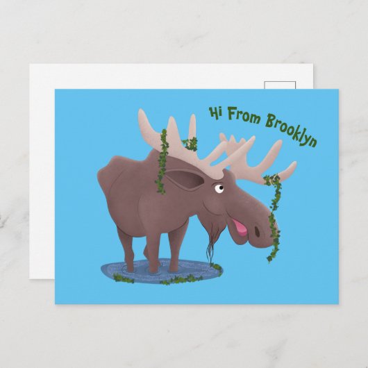 幸おもしろいせなムース漫画イラストレーション ポストカード (正面/裏面)