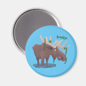 幸おもしろいせなムース漫画イラストレーション マグネット (正面/裏面)