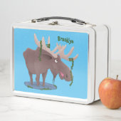 幸おもしろいせなムース漫画イラストレーション メタルランチボックス (インサイチュ)