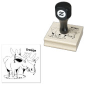 幸おもしろいせなムース漫画イラストレーション ラバースタンプ (押印)