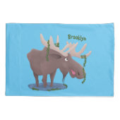 幸おもしろいせなムース漫画イラストレーション 枕カバー (裏面)