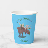 幸おもしろいせなムース漫画イラストレーション 紙コップ (裏面)