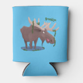 幸おもしろいせなムース漫画イラストレーション 缶クーラー (正面)