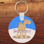 幸おもしろいせなラクダ漫画イラストレーション キーホルダー (正面)