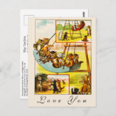 幸おもしろいせなレトロの猫遊が愛する ポストカード (正面/裏面)