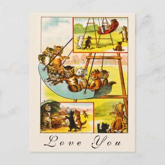 幸おもしろいせなレトロの猫遊が愛する ポストカード (正面)