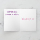 幸おもしろいせな母の日を魔女 カード (内部)