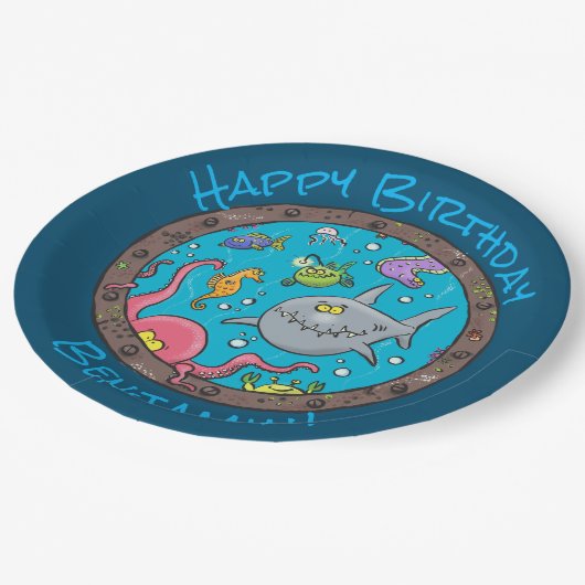 幸おもしろいせな海の生き物たち ペーパープレート (アングル)