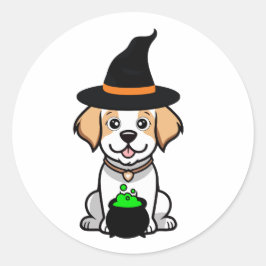 幸おもしろいせな犬は魔女だ ラウンドシール