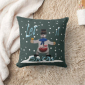 幸おもしろいせな笑顔雪だるま クッション (ブランケット)